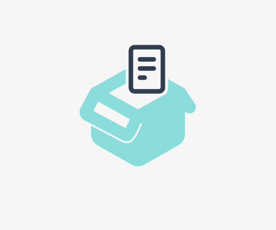 Shipping document positioned above an open package